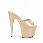 Glossy Beige Patent Slip-Ons (7In/17cm)