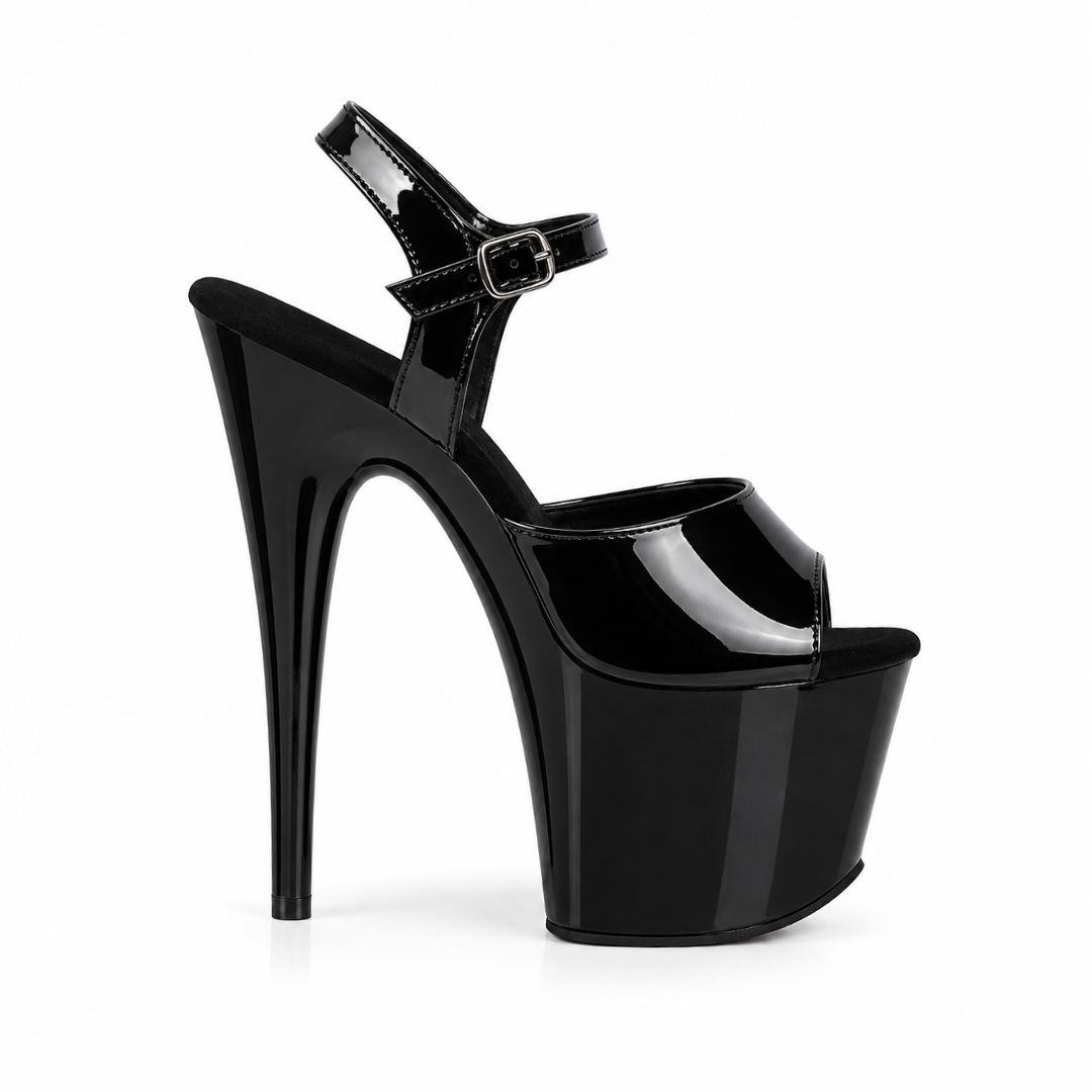 Glossy Black with Patent Straps (7In/17cm)