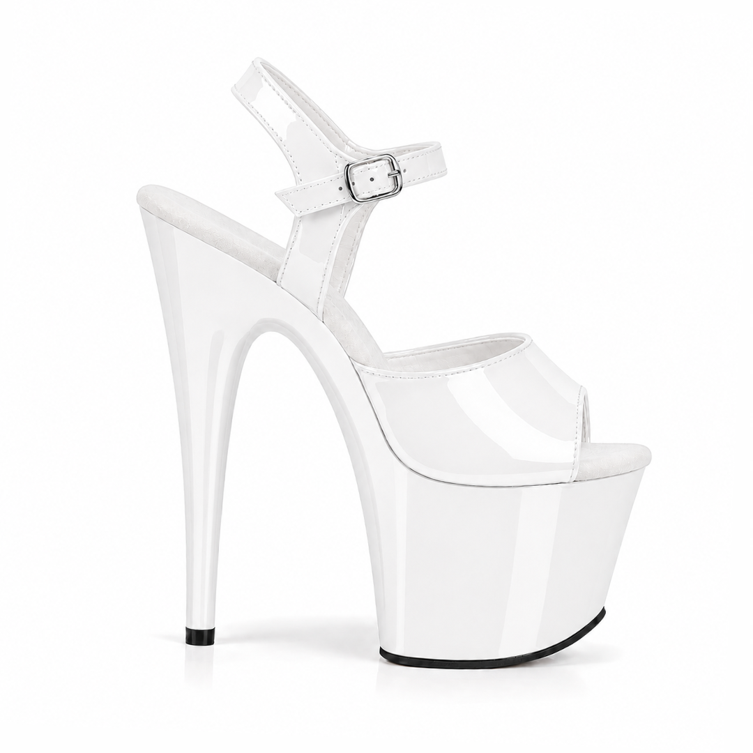 Glossy White with Patent Straps (7In/17cm)