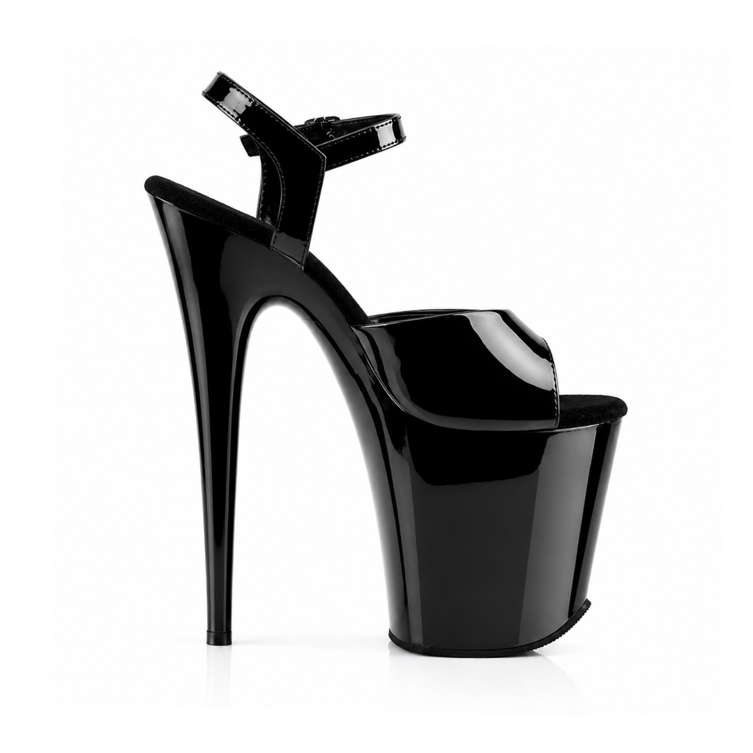 Glossy Black with Black Patent Straps (8Inch/20cm)