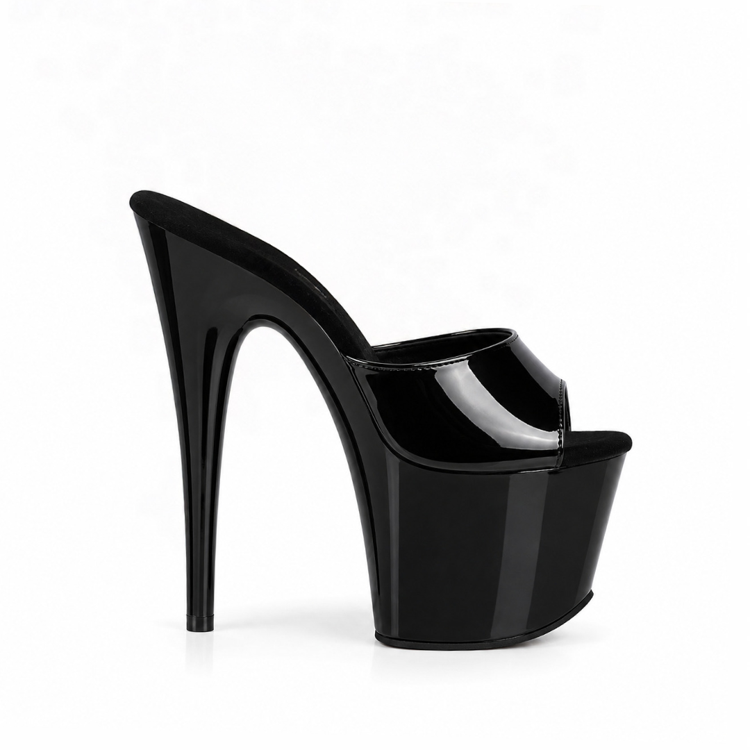 Glossy Black Patent Slip-Ons (7In/17cm)