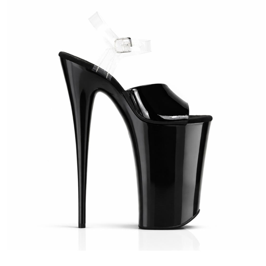 Glossy Black with Clear Back Straps (10In/26cm)