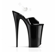 Glossy Black with Clear Back Straps (10In/26cm)