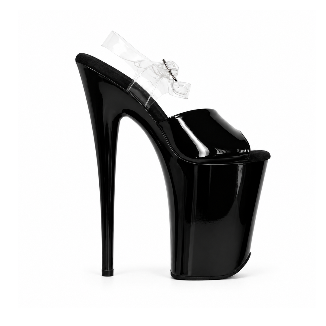 Glossy Black with Clear Back Strap (9 Inch/23CM)