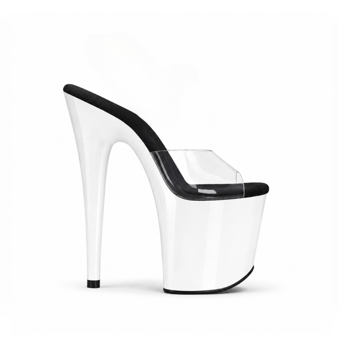 Glossy WhiteBlack Slip-Ons (8In/20cm)