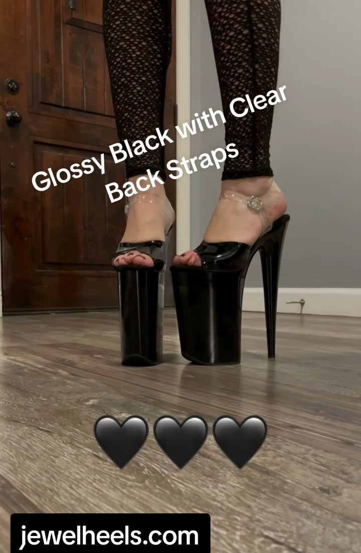 Glossy Black with Clear Back Strap (9 Inch/23CM)